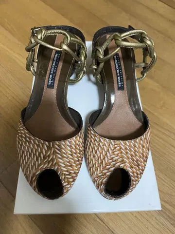 오픈토 뜨개질 샌들 23.0cm