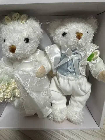 웨딩 베어 화이트 봉제 인형