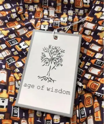 Age of Wisdom 위스키 패턴 셔츠 네이비 US L 사이즈