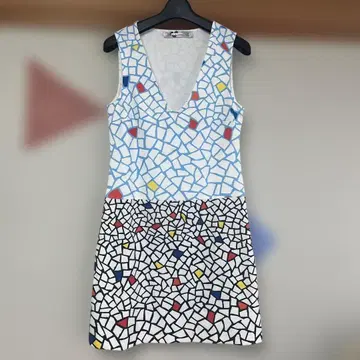 Desigual 모자이크 패턴 슬리브리스 미니 원피스 튜닉 36