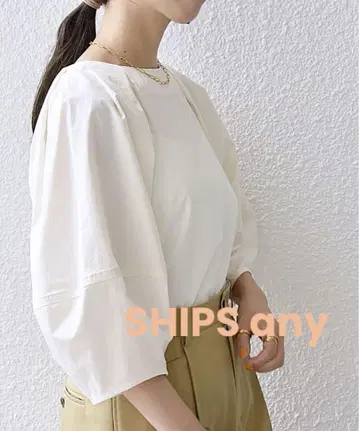 SHIPS any7분 소매 볼륨 슬리브 블라우스