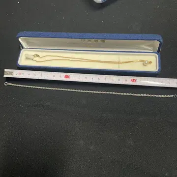 실버 925 발목 팔찌와 펄 장식 목걸이 약 20cm 세트