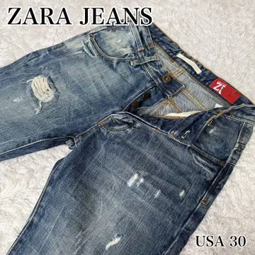 ZARA JEANS 스키니 데님 USA30 데미지 가공 크러쉬 리페어