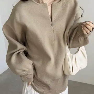 지라 하이넥 지퍼 니트