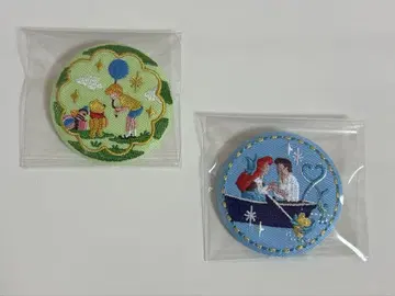 디즈니 자수 캔뱃지 (곰돌이 푸, 아리엘) 2개 세트