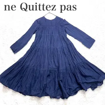 새상품급 ne Quittez pas 누키테파 코튼 보일 원피스 네이비
