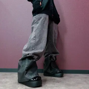 NieR 5POCKET 밑단 PAINT WIDE DENIM PANTS