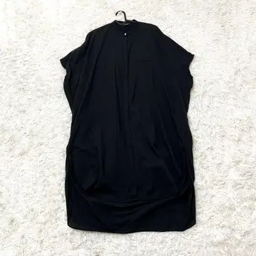 미즈이로 인드 돌먼 슬리브 개더 와이드 원피스 넉넉한 밴드 카라