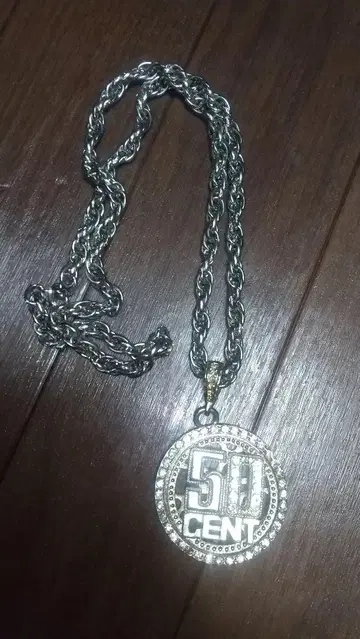 초레어 50 CENT 목걸이 크리스탈 장식 힙합 보이
