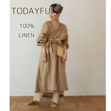 TODAYFUL 투데이풀 린넨 개더 가운 원피스 린넨 겉옷 M