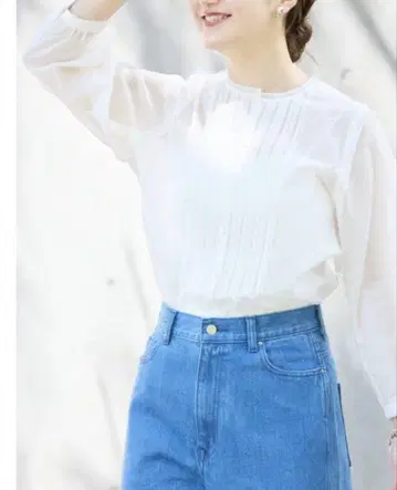 이에나 파인 코튼 블라우스