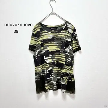 누오보 | 카모플라주 티셔츠 [38] 코튼 혼방 쉬폰 트림 캐주얼