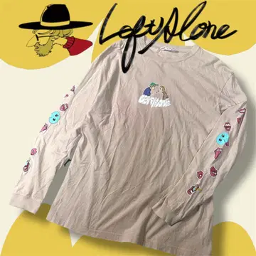 LeftAlone 레프트 얼론 자수 롱 티셔츠 허니 베이지