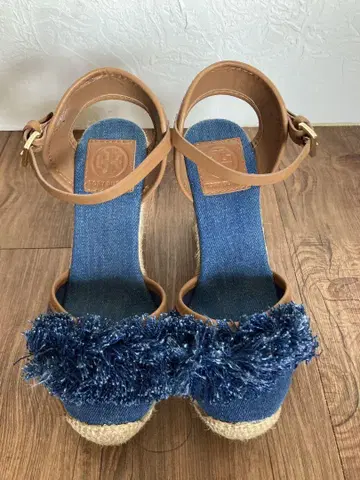 데님 프린지 에스파드리유 샌들