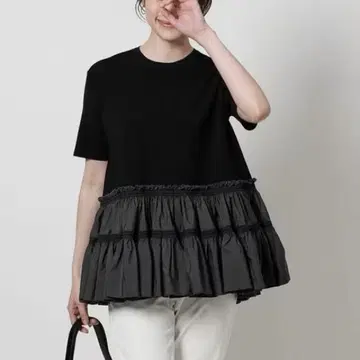 새상품 UNITED ARROWS 엠블로티어드 콤비 숏 슬리브 니트