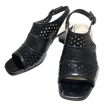 FRESCA GINZA 백 스트랩 샌들 천연 가죽 에나멜 BLK