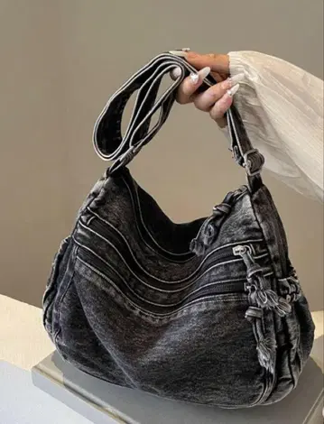 다크 그레이 데님풍 숄더백 새상품 미사용 택 없음
