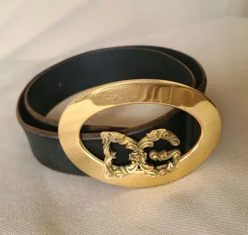 D&G 돌체&가바나 블랙 가죽 벨트 골드 로고 버클