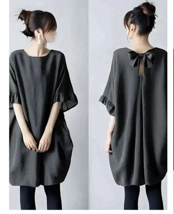SHIPSWEAR 다크 그레이 오분 소매 튜닉