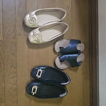Michael Kors 금, 블랙 플랫 슈즈 Fabio 샌들 24cm