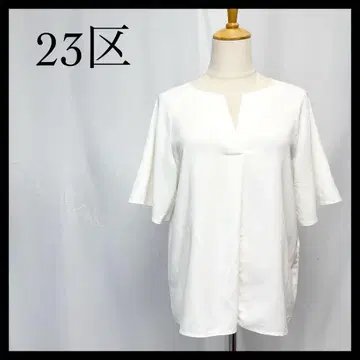 23구 반팔 오분 소매 블라우스 셔츠 상의 화이트 M