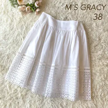 새상품급 M'S GRACY 컷워크 오간자 스커트 화이트 38