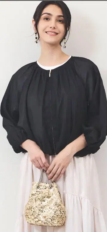 린넨 개더 블루종 아모와르 카프리스