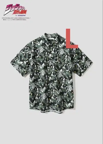 L 그라니프 죠죠의 기묘한 모험 이기 & 더 풀 올 패턴 반팔 셔츠