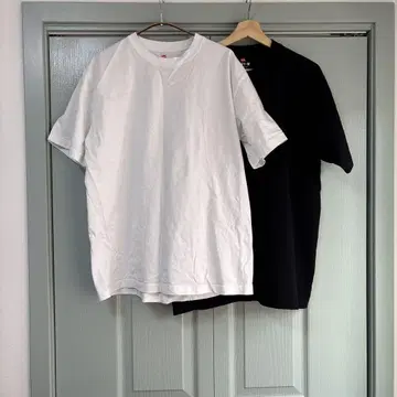 Hanes BEEFY-T 티셔츠 XL 화이트 블랙 세트