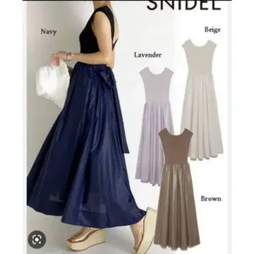 SNIDEL 네이비 슬리브리스 롱 원피스