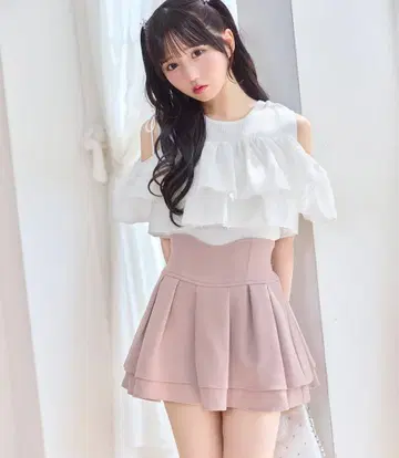 미셸 마카롱 M 사이즈 더스티 핑크 슬림 레그 스커트