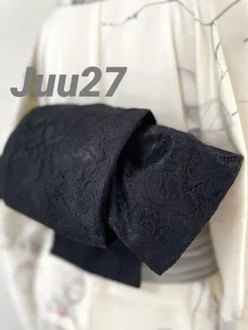 Juu-27 실버 라메 자카드 절개 레이스 성인용 병사 오비 반폭 오비