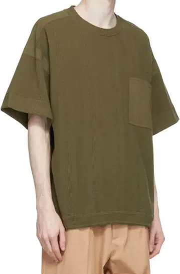 JIL Sander 카키 코튼 티셔츠 크루넥 남성용