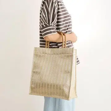 쿠리하라 하루미 골드 스트라이프 토트백