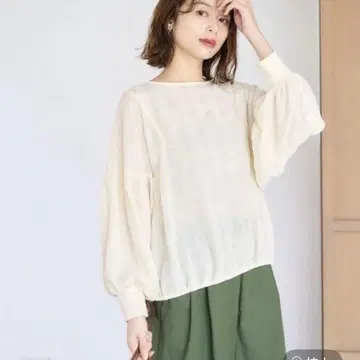 더블 프론트 시어 체크 블루종 블라우스
