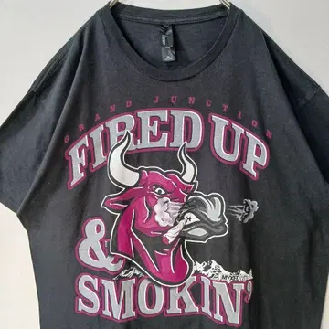 Hanes XL 블랙 티셔츠 Fired Up & Smokin'