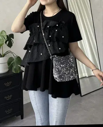 펄 프릴 페플럼 티셔츠