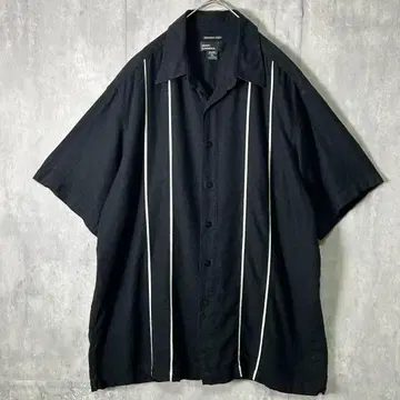 린넨 레이온 쿠바 셔츠 블랙 XL 심플