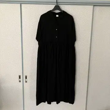 카구레 린넨 개더 원피스 블랙 새상품급
