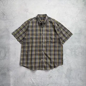90년대 시티보이 올드 유니클로 s/s 체크 박스 실루엣
