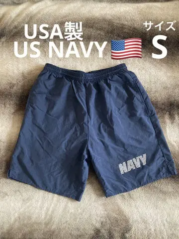 US NAVY 트레이닝 팬츠 USA제 리플렉터 프린트 네이비