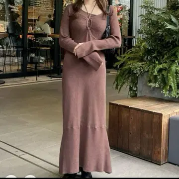 Heather 롱 원피스 브라운