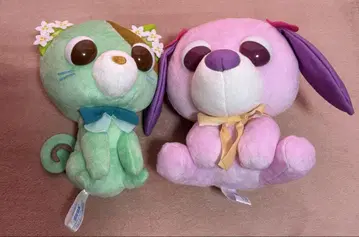 차 개 하나 차 고양이 소 봉제 인형 2개 세트