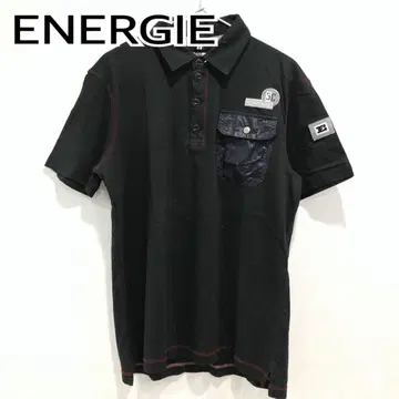 ENERGIE 다른 소재 가슴 포켓 반팔 상의 피케 셔츠 블랙