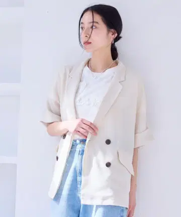 VIS 메쉬 돌먼 자켓 아이보리 화이트