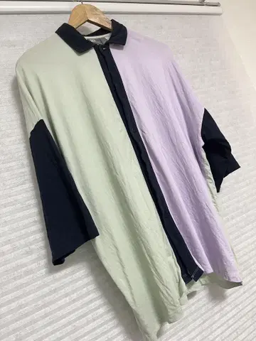 컬러 블록 셔츠 반팔 남성용