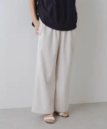 BEARDSLEY 허리 리브 드라이 피케 팬츠 린넨 혼방 미사용