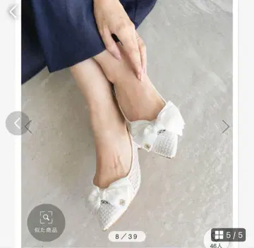 핫픽스 스톤 리본 메쉬 펌프스