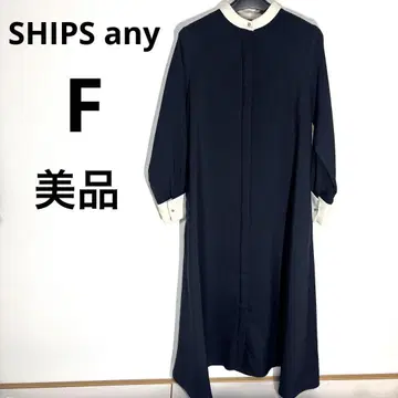 SHIPS any 더블 크로스 A 라인 셔츠 원피스 NAVY BLUE