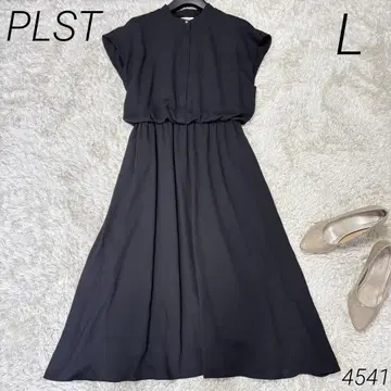 PLST 플라스테 소프트 조젯 스탠드 카라 원피스 블랙 L